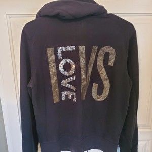 Victoria's Secret SUPERMODEL ESSTENTIALS Sequence & Bling Hoodie SZ. Large